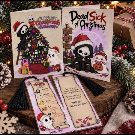 “Dead sick of Christmas” card and bookmark bundle