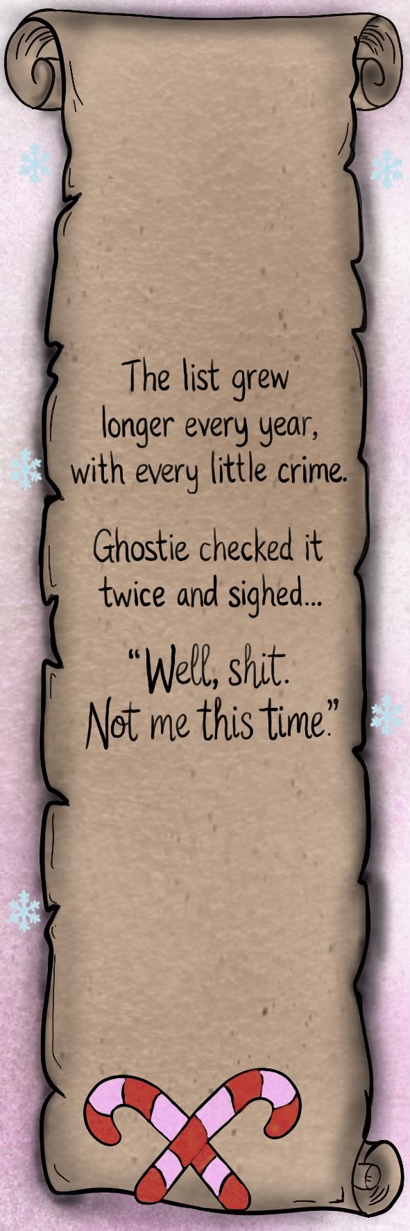 Funny naughty list Christmas bookmark, ghosts, spooky