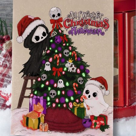 Spooky Christmas Card | Gothic Halloween Art | original art | funny Xmas
