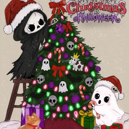Spooky Christmas Card | Gothic Halloween Art | original art | funny Xmas