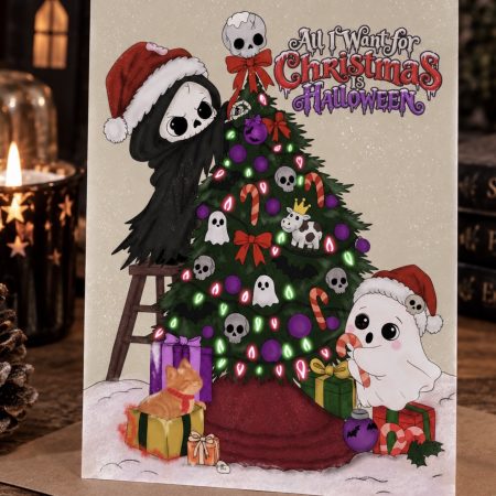 Spooky Christmas Card | Gothic Halloween Art | original art | funny Xmas