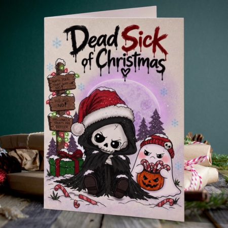 Spooky funny Christmas Card | original art | grim reaper | gothic design| Halloween