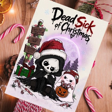Spooky funny Christmas Card | original art | grim reaper | gothic design| Halloween