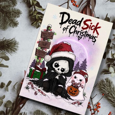 Spooky funny Christmas Card | original art | grim reaper | gothic design| Halloween