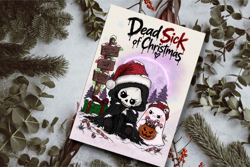 Spooky funny Christmas Card | original art | grim reaper | gothic design| Halloween