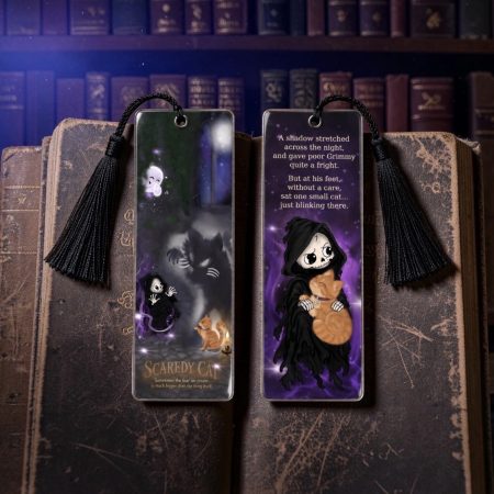 Hand Made Double-Sided Ghost grim reaper Bookmark | cat |