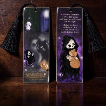 Hand Made Double-Sided Ghost grim reaper Bookmark | cat |