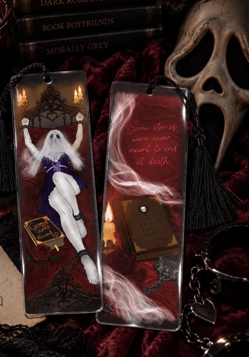 Double-Sided Ghost Dark Romance Bookmark |Horror | Book lovers |