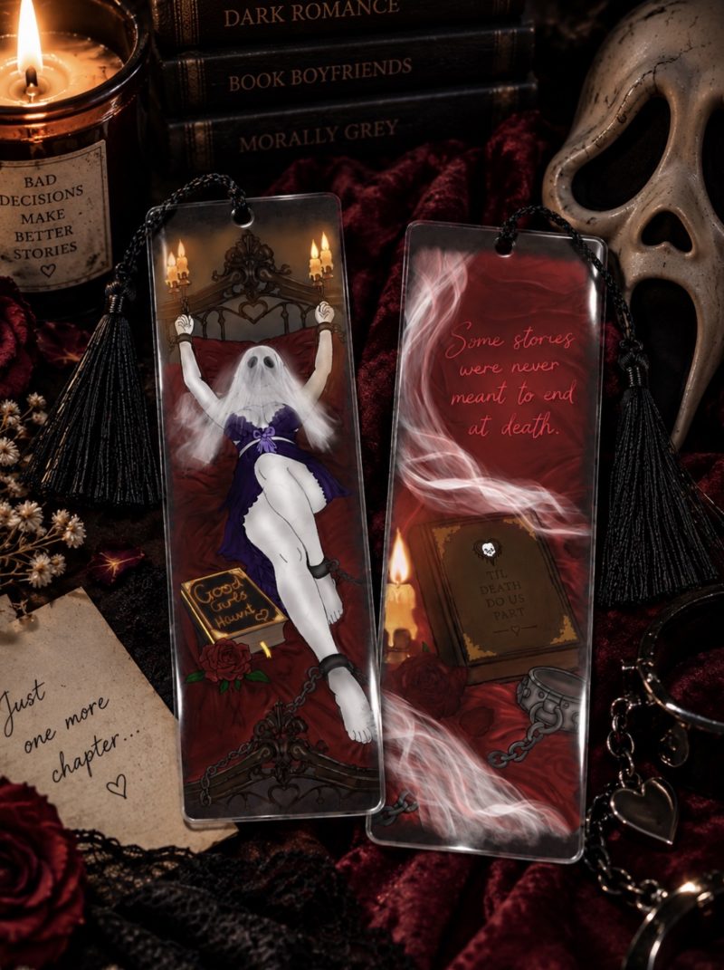 Double-Sided Ghost Dark Romance Bookmark |Horror | Book lovers |