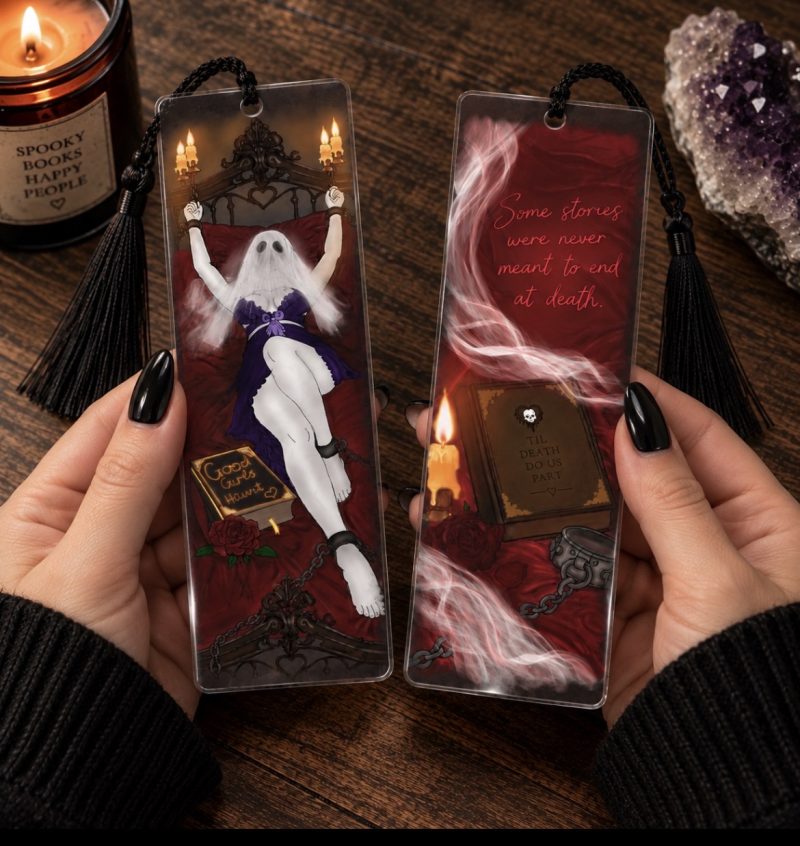Double-Sided Ghost Dark Romance Bookmark |Horror | Book lovers |
