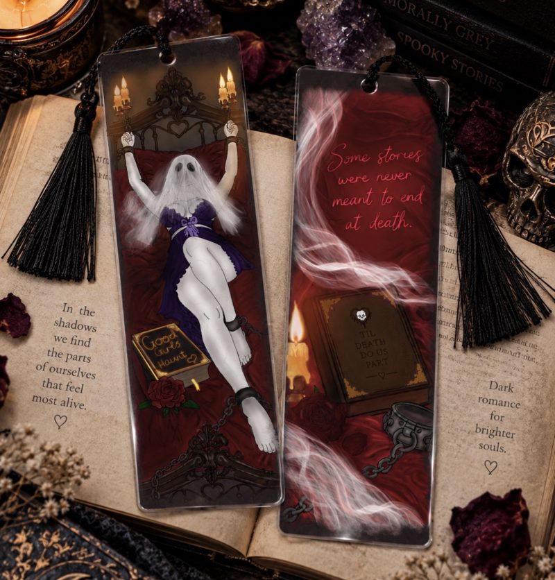 Double-Sided Ghost Dark Romance Bookmark |Horror | Book lovers |
