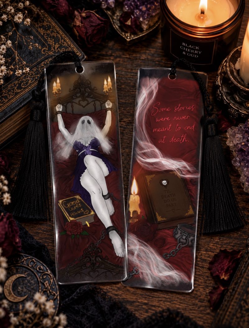 Double-Sided Ghost Dark Romance Bookmark |Horror | Book lovers |
