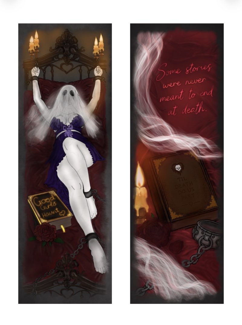 Double-Sided Ghost Dark Romance Bookmark |Horror | Book lovers |