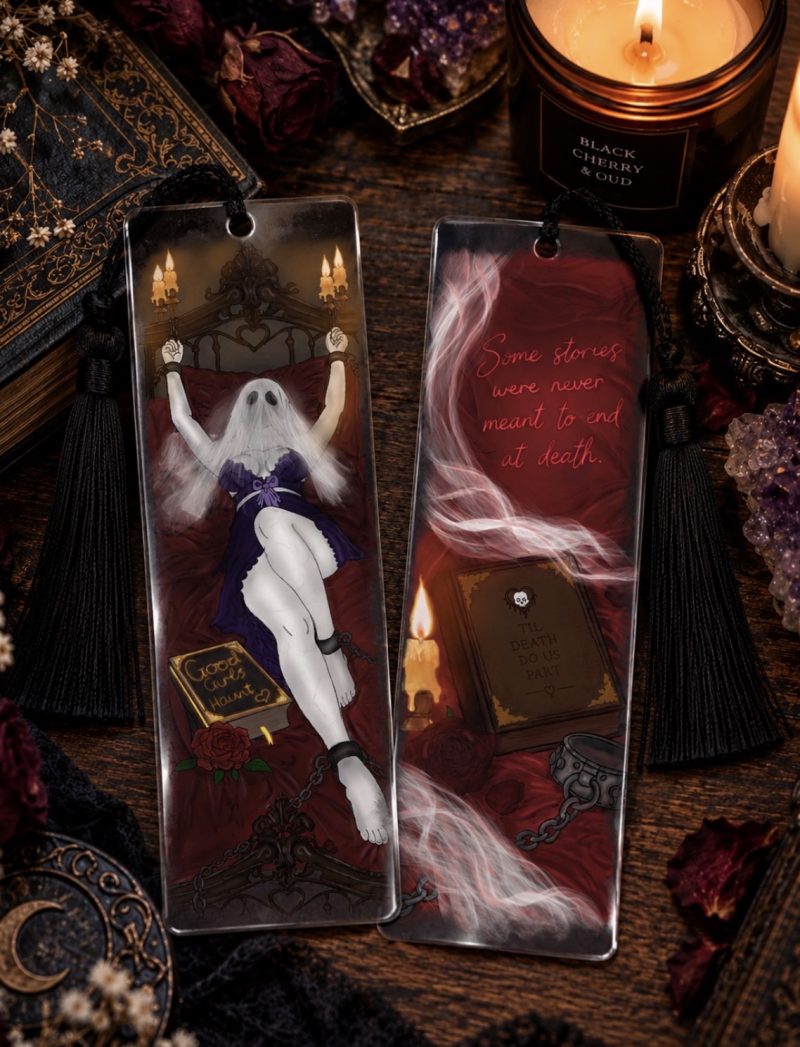 Double-Sided Ghost Dark Romance Bookmark |Horror | Book lovers |