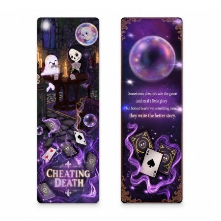 Double-Sided gothic bookmark, Cheating death laminated book accessory