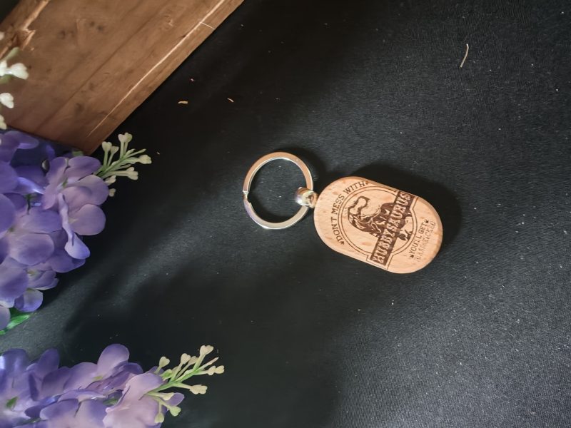 Dinosaur keyring wooden