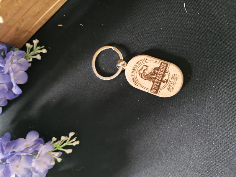 Dinosaur keyring wooden