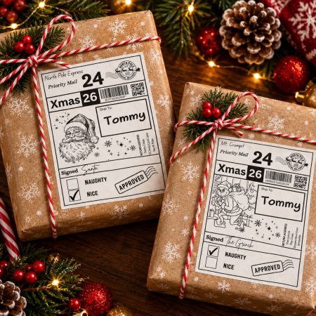 6x Personalised Christmas Labels