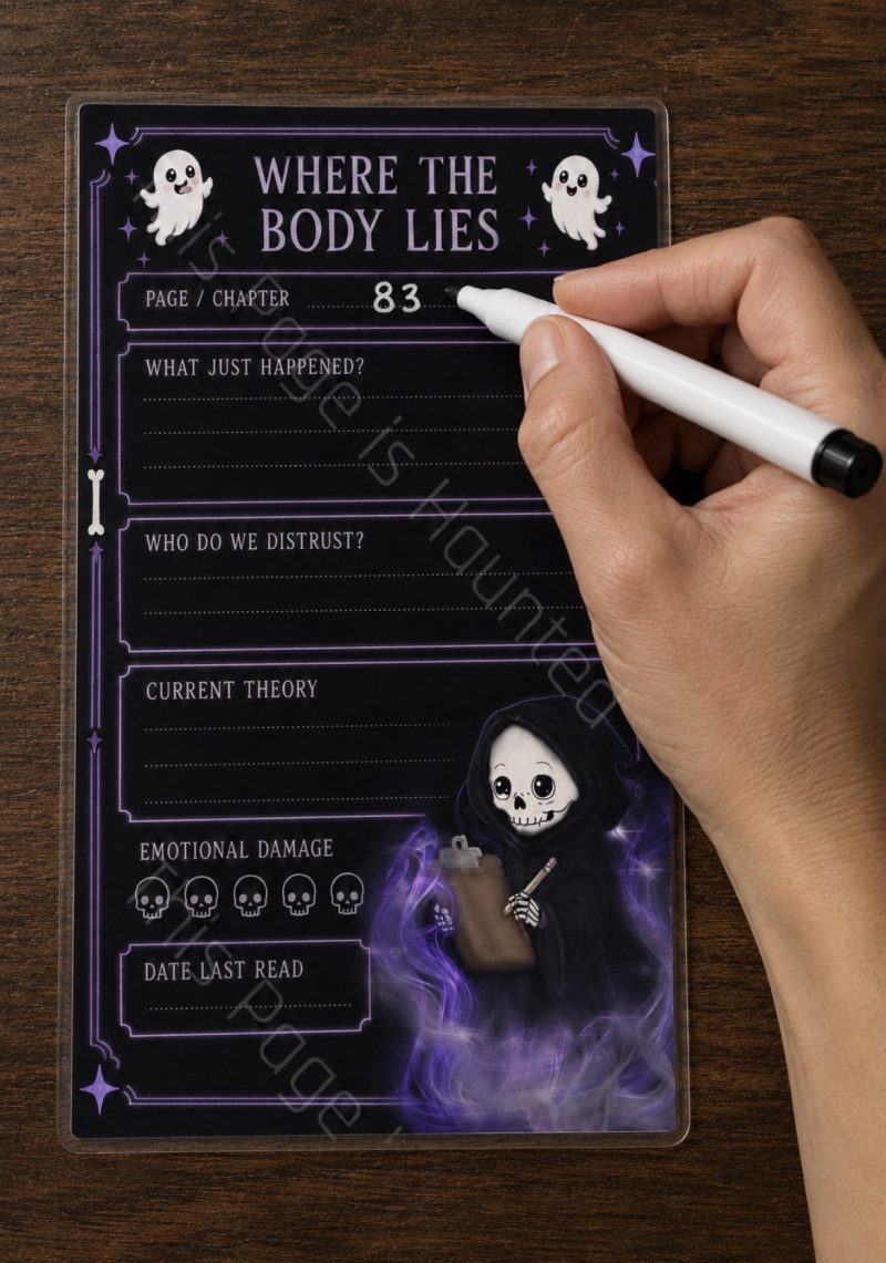 Reusable Reading Tracker Bookmark with White Pen – Gothic Book Lover Gift