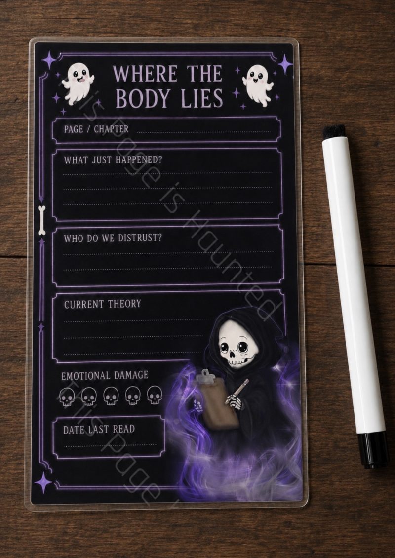 Reusable Reading Tracker Bookmark with White Pen – Gothic Book Lover Gift