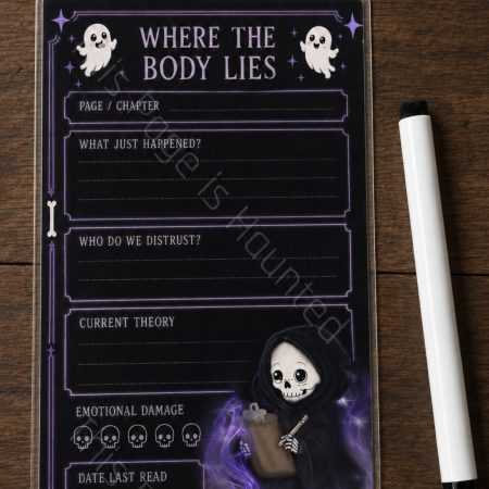 Reusable Reading Tracker Bookmark with White Pen – Gothic Book Lover Gift