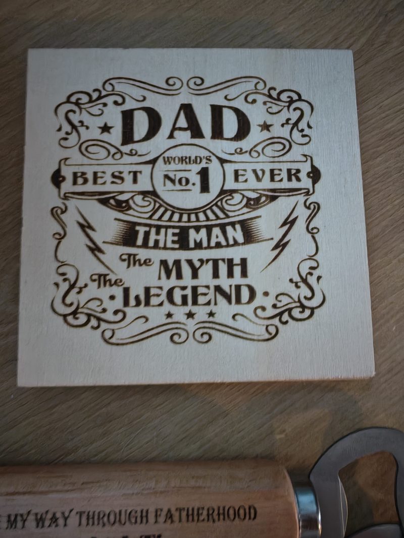 Laser Engraved Wooden Father's Day Coasters – Best Dad Ever Collection