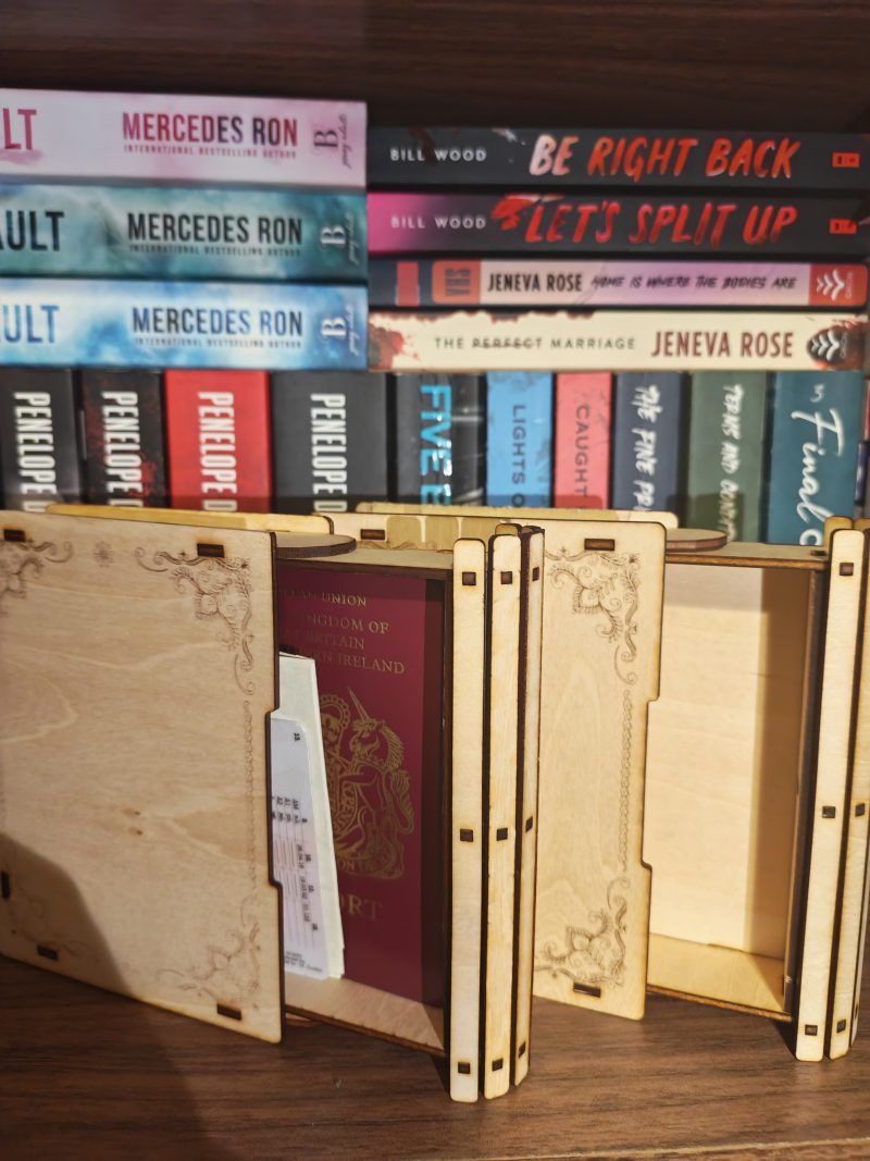 Laser-Cut Wooden Secret Book Safe & Stash Box