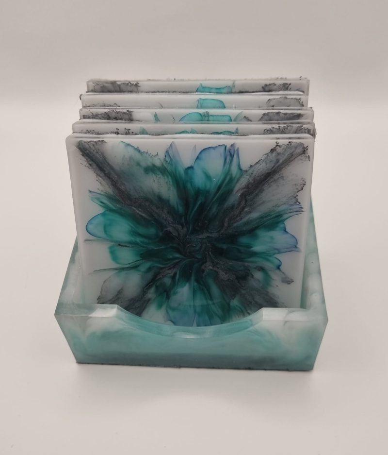 Peacock bloom coaster set