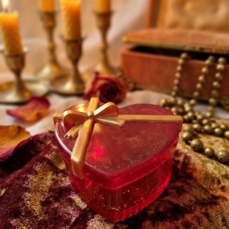 Red and gold heart trinket dish