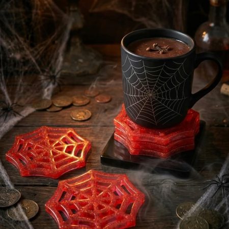 Spiderweb coasters and holder