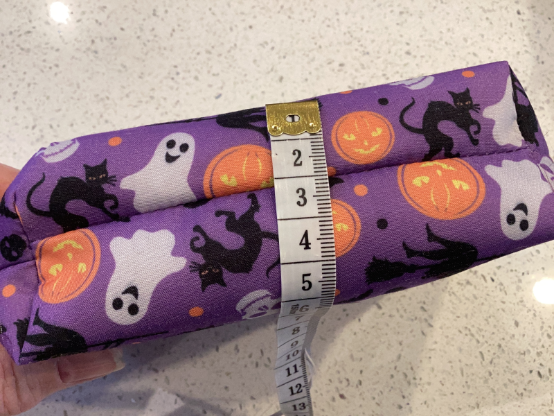 Small Purple Halloween Print Fabric Lined Zipped Small Make Up Bag/Purse/Pouch