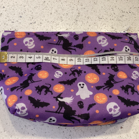 Small Purple Halloween Print Fabric Lined Zipped Small Make Up Bag/Purse/Pouch