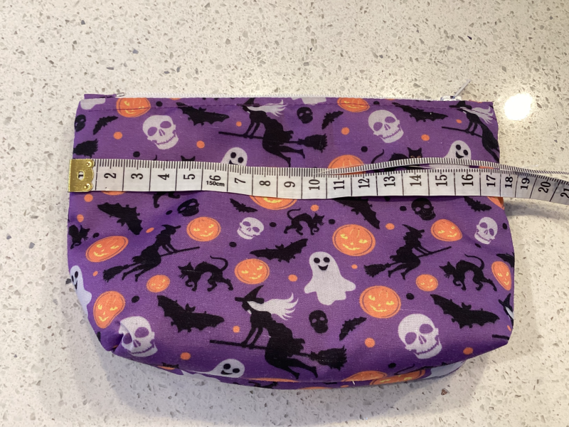 Small Purple Halloween Print Fabric Lined Zipped Small Make Up Bag/Purse/Pouch