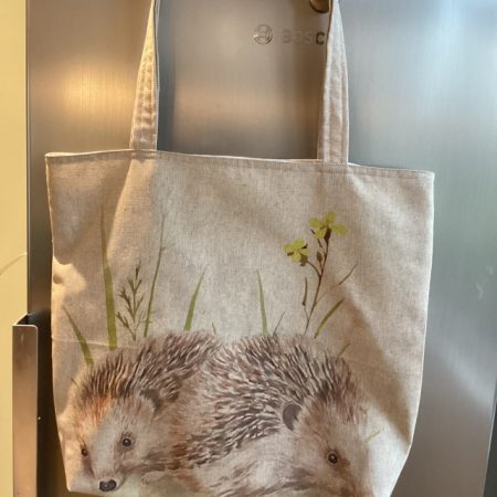 Really Cute Hedgehog Print, Linen Look Tote/Shopping Bag, Lined