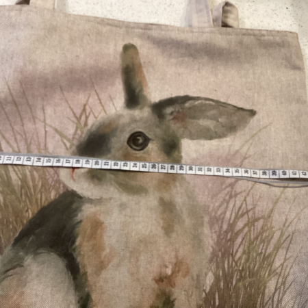 Really Cute Bunny Rabbit Print, Linen Look Fabric Tote/Shopping Bag, Lined