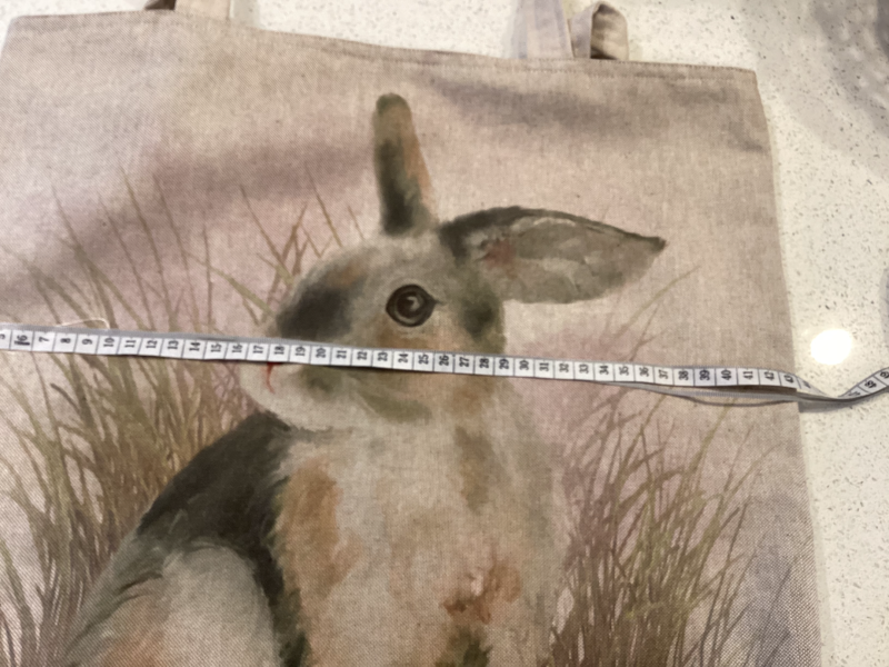 Really Cute Bunny Rabbit Print, Linen Look Fabric Tote/Shopping Bag, Lined