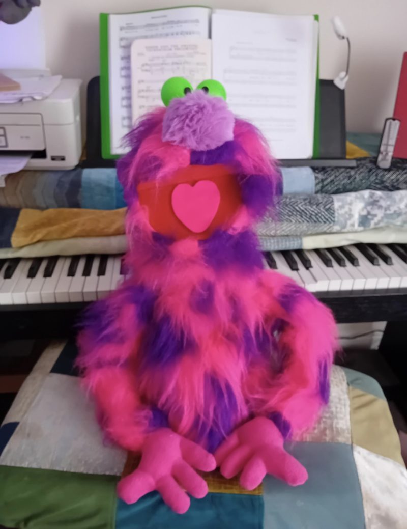 Pink monster puppet