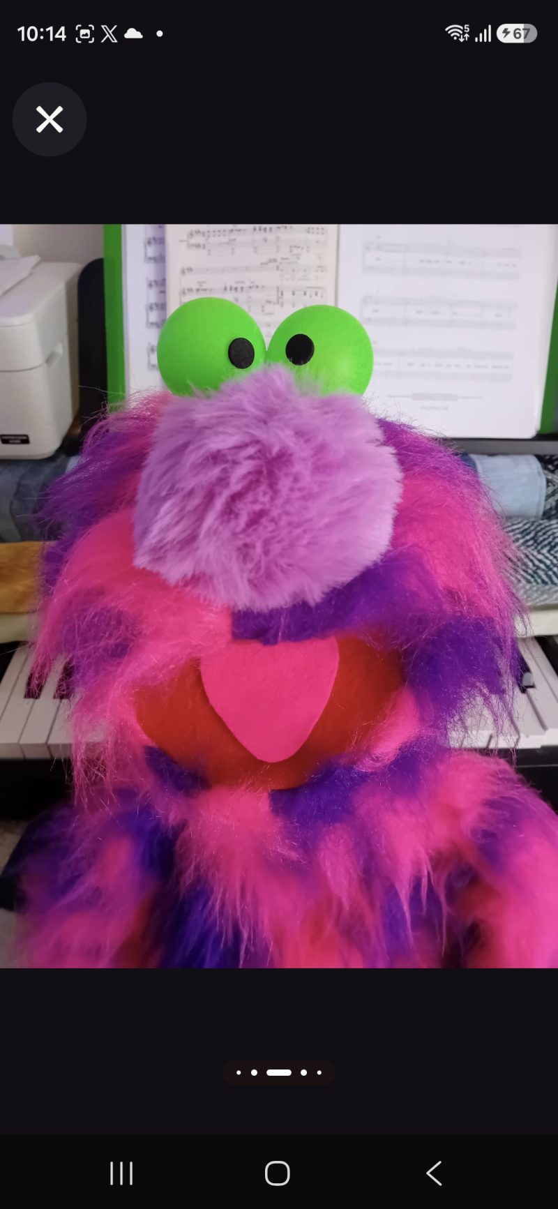 Pink monster puppet