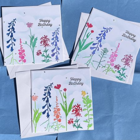 Birthday Card: Flowers Scene