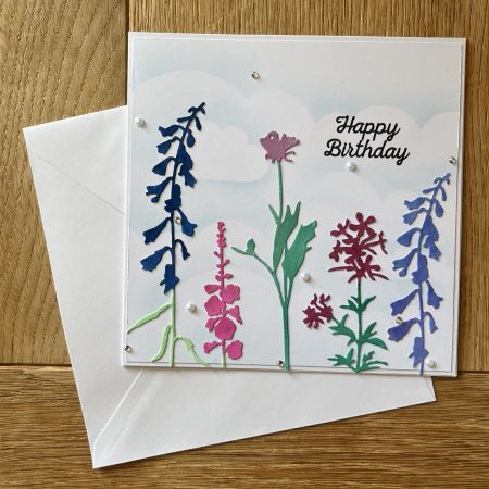 Birthday Card: Flowers Scene
