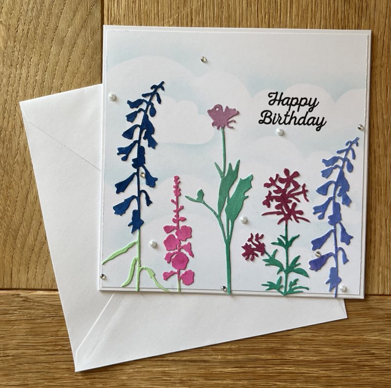 Birthday Card: Flowers Scene