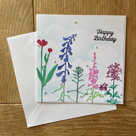 Birthday Card: Flowers Scene