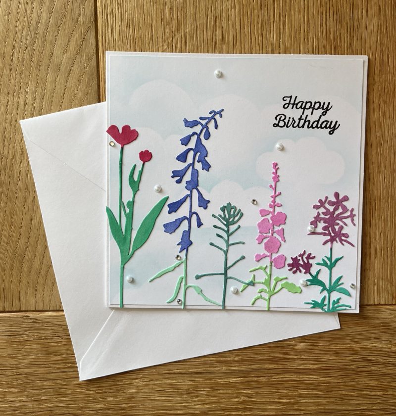 Birthday Card: Flowers Scene