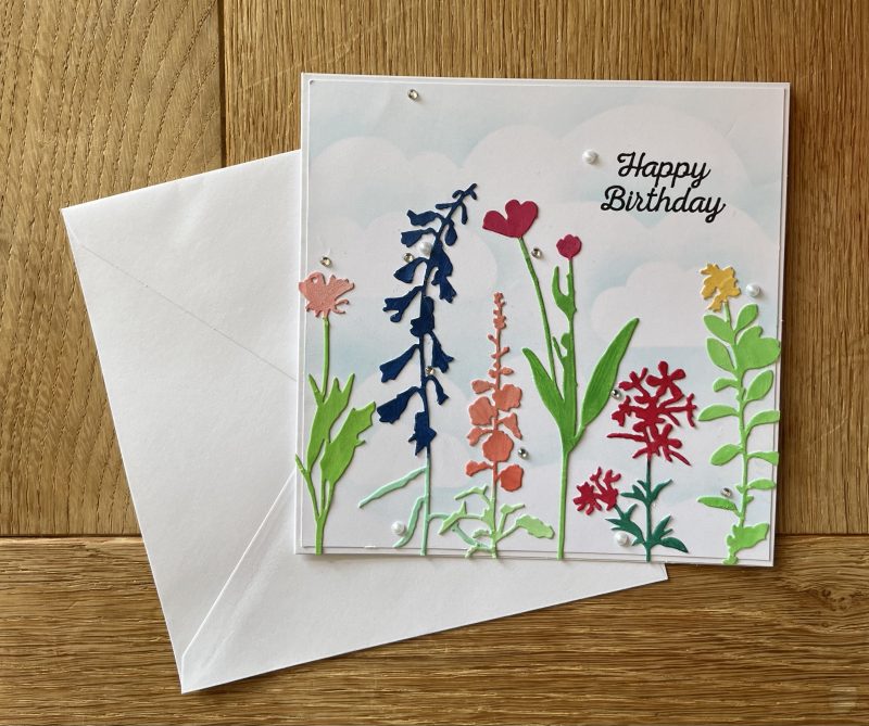 Birthday Card: Flowers Scene