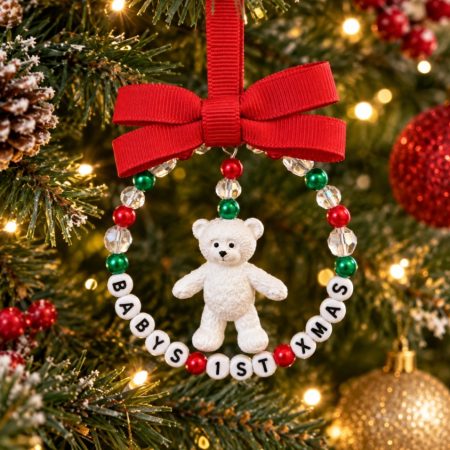 Personalised Hanging Teddy Bear, New Baby Gift,Baby Shower Gift, Baby's 1st Christmas Tree Decoration 🧸