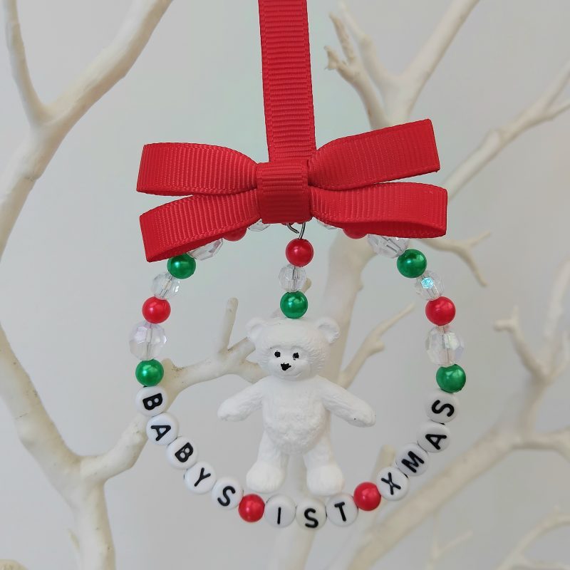 Personalised Hanging Teddy Bear, New Baby Gift,Baby Shower Gift, Baby's 1st Christmas Tree Decoration 🧸