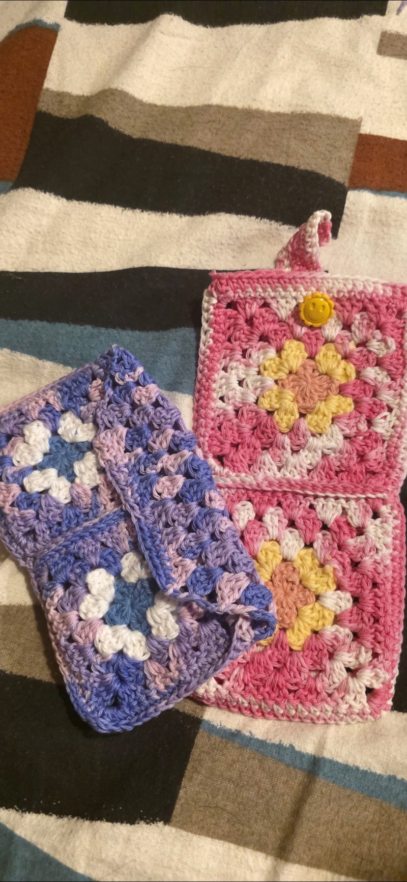 Hand-Crocheted Phone Case in Cotton Yarn, UK Made - 2 Styles Custom Colours