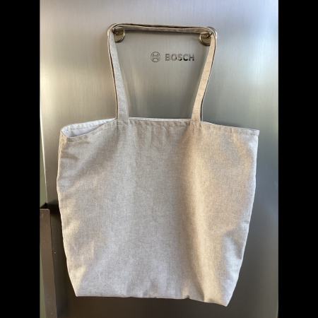 Large Beige Lined Fabric Tote/Shopping Bag featuring Super Cute Fox Cub Print