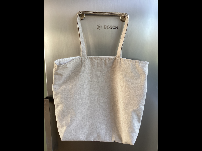 Large Beige Lined Fabric Tote/Shopping Bag featuring Super Cute Fox Cub Print