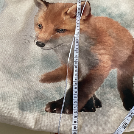 Large Beige Lined Fabric Tote/Shopping Bag featuring Super Cute Fox Cub Print